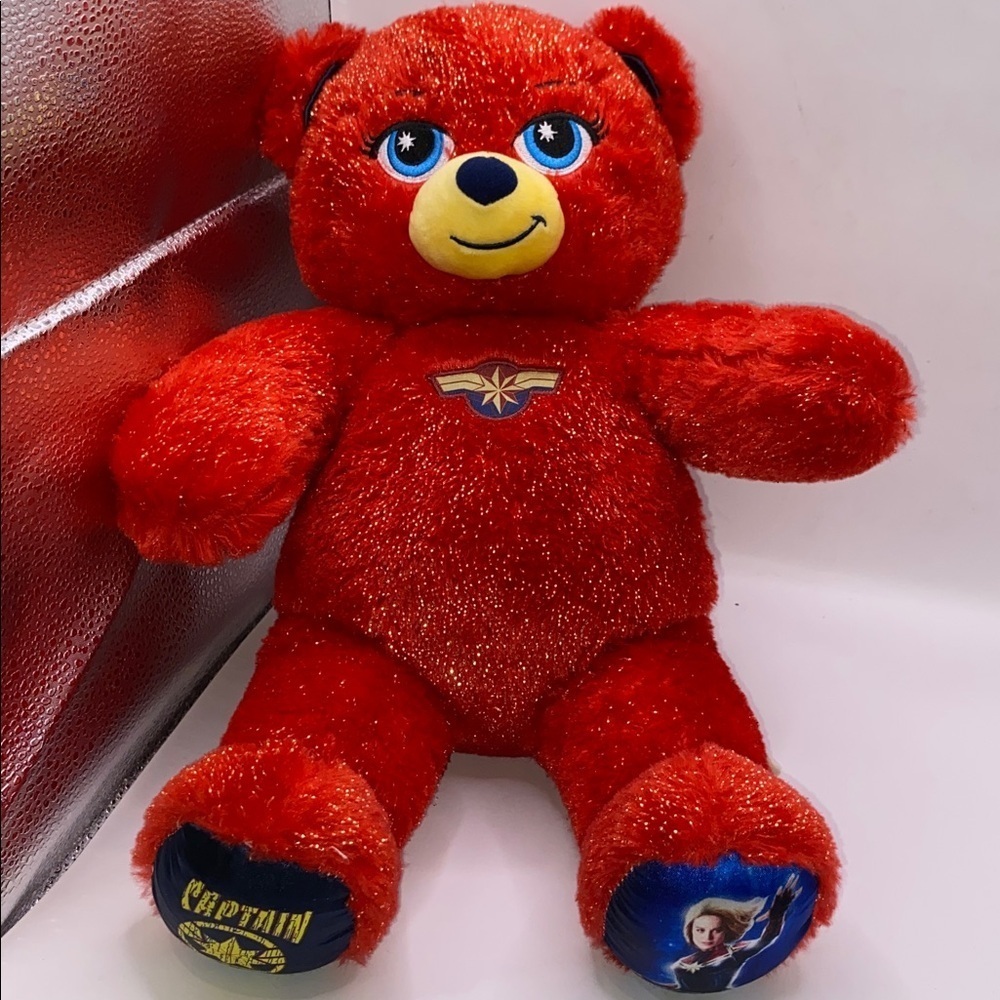 Build-A-Bear Captain Marvel Sparkle Red Plush Bear 16” Stuffed Animal Toy Gift
